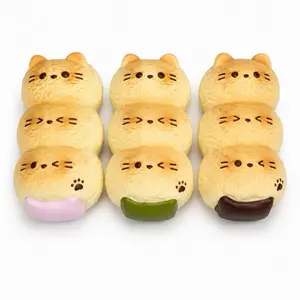 Cat Mochi Dango Slow Rising Squishy Toy, Scented Soft Foam Sensory Fidget Toy, Cute Bakery Food-Themed Gift