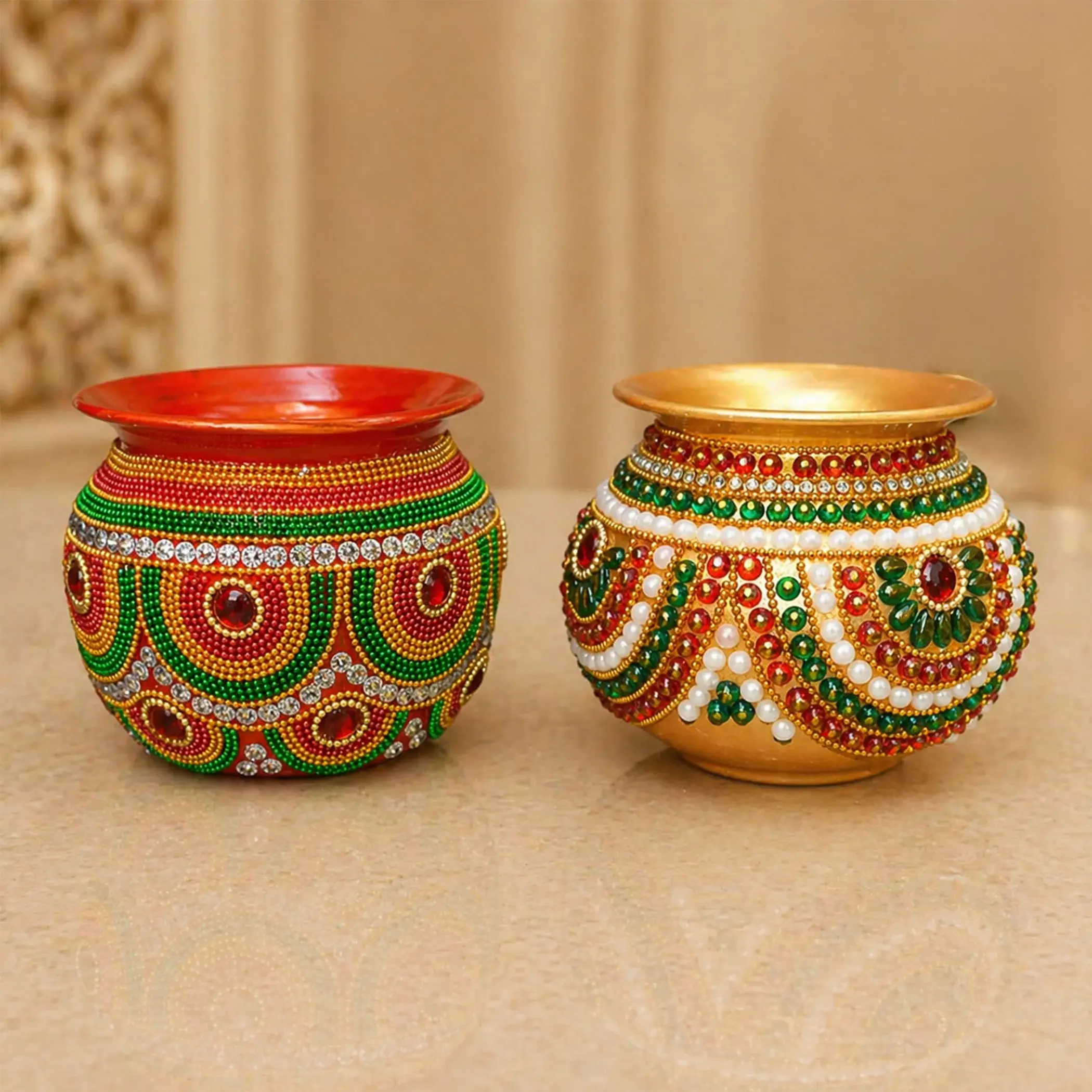 Elegant Handmade Kalash for Pooja | Mild Steel & Bead Work | Navratri, Diwali, Wedding Decor | Thoughtful Gift for Festivals