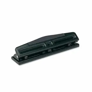Universal  12-Sheet Deluxe Two- and Three-Hole Adjustable Punch 9/32 Holes Black