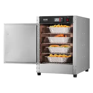 VEVOR Hot Box Food Warmer,  4-Tier Concession Warmer with Water Tray, 4 Pans, Single-door and Adjustable Shelves, Stainless Steel Food Warmer Cabinet, Ideal for Storing Pizza, Chicken, Restaurant