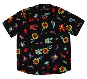 Neff Men's Fireballs And Daisies Allover Print Adult Button-Down Collared Shirt