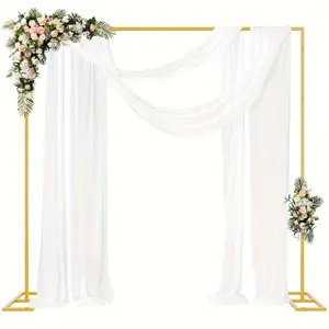 christmas Backdrop Stand Heavy Duty with Base, Golden Portable Adjustable Pipe and Drape Backdrop Stand Kit, Square Metal Arch Party Frame for Wedding Birthday Parties Banquet Decorations Helloween Christmas, Stage Display, Party Decorations, Stylish