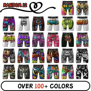 Menswear Day Elastic Boxers 12PCS Random Colors | Street Style Graffiti Print