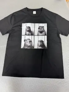 Capybara 4 Panel Meme Graphic T-Shirt Funny Capybara Faces Unisex Men Women Soft 100% Cotton Short Sleeve Crew Neck Casual Streetwear Viral Animal Meme Grid Black Tee Hot Trend