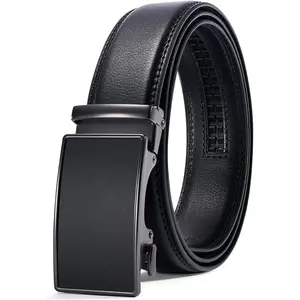 PlusZis 28"-68" Men's Leather Ratchet Dress Belt Big And Tall With Automatic Buckle