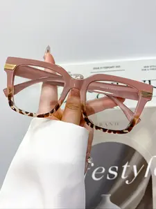 Fashion Vintage Square Leopard Pattern Eyeglasses for Women & Men, High-Quality Simple Daily Casual Wear Decorative Eyewear, Stylish Unisex Accessory, Vintage Style Glasses, Square Frames Glasses