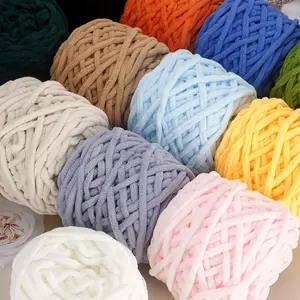 6pcs Single Strand Thick Yarn Balls, Soft Multicolor Ice Line Yarn Thread, Handmade DIY Weaving Scarf Cushion Rug Knitting Yarn Threads