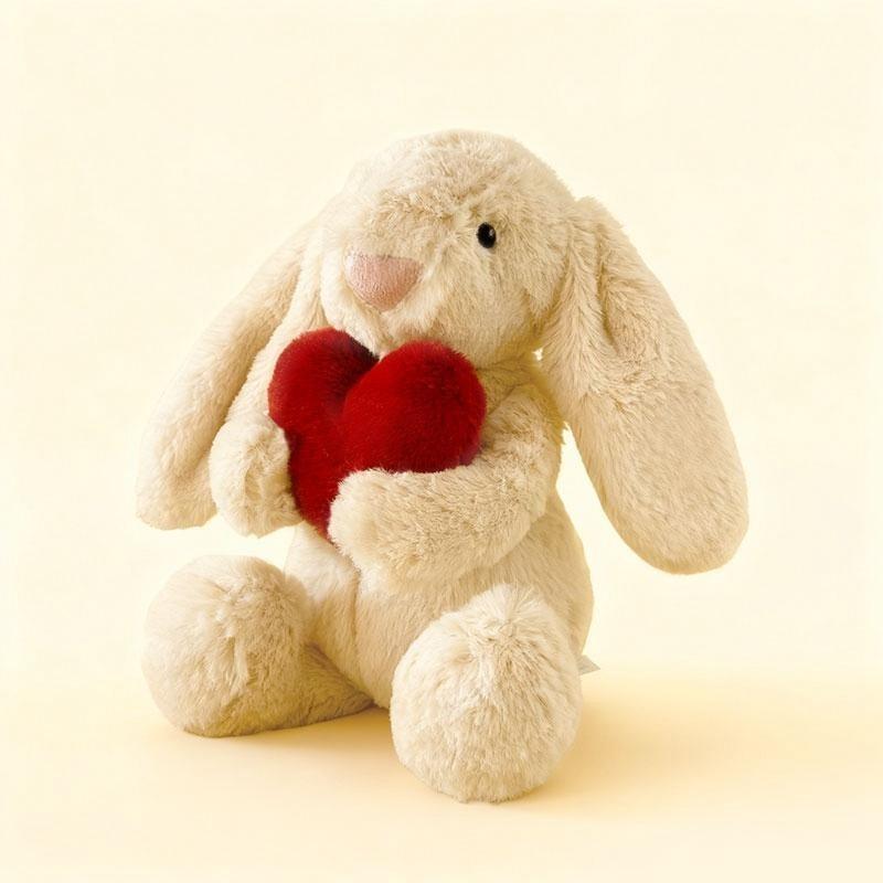 Cute Rabbit Plush Toy, Handheld Heart Soft Bunny Doll, Perfect Gift for Valentine's Day, Anniversary & Birthday, Huggable Stuffed Animal-Gift for Grandma