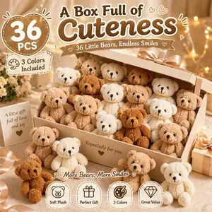 36PCS Mini Plush Teddy Bears, Party Gift Pendant Set, Cute Pendant Set, Mother's Day Holiday Pendant, Mother's Day Gift