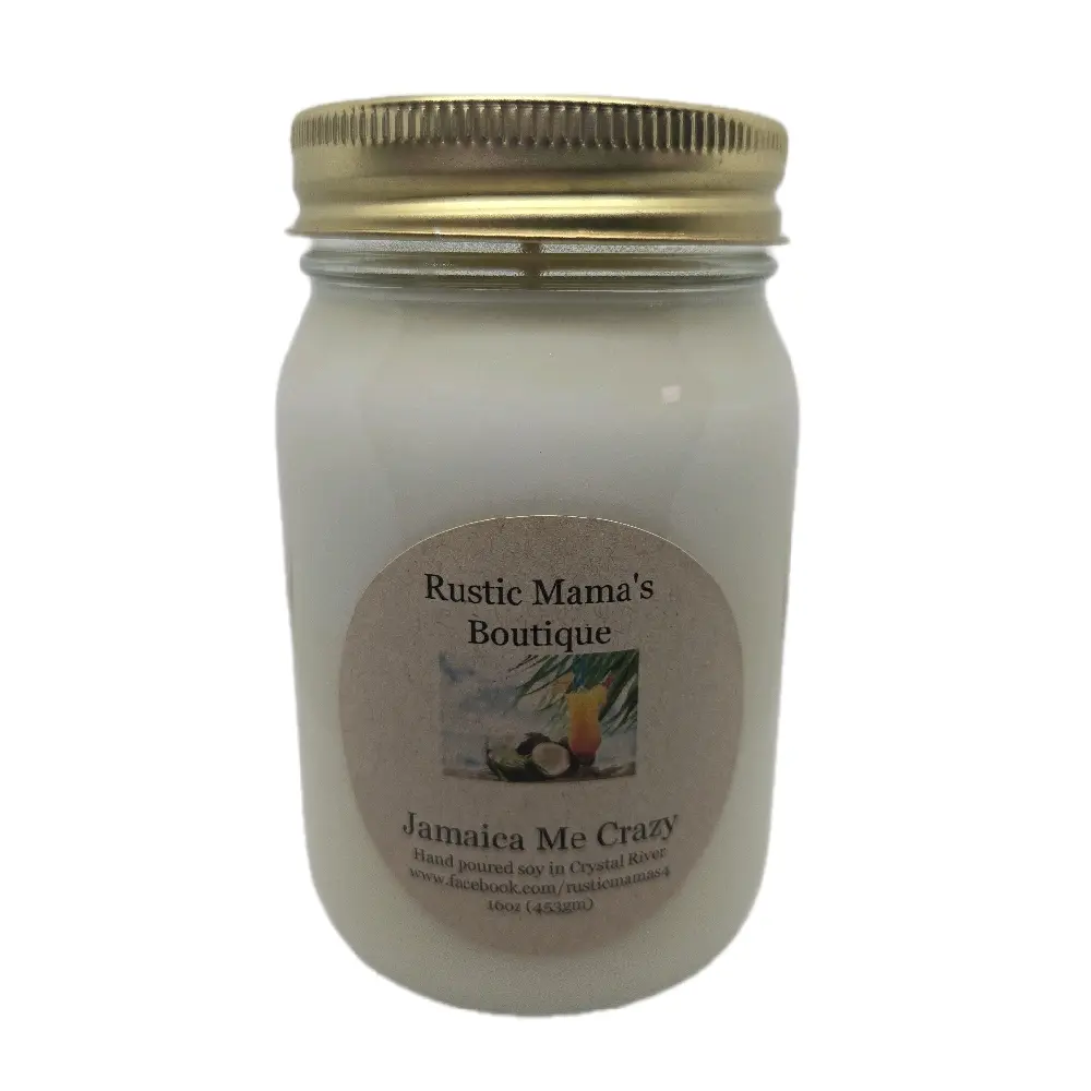 Rustic Mama's Boutique Jamaica Me Crazy 16oz 100% Soy Wax Candle, Tropical Fruit Fragrance Wax Candle with Pleasant Aroma for Home Decor