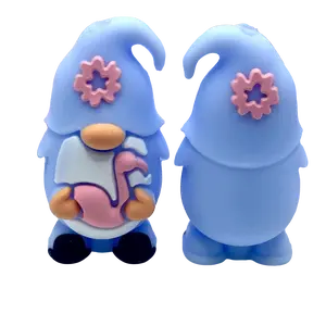 1pc Let's Get Flocked Up Gnomies 3D Silicone Focal Beads - Gnome Beads with Flamingo Craft Diy Beading Accessories