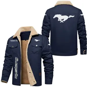mustang racing Cargo Fleece Lined Cotton Jacket, vintage style