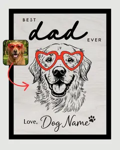 [Version 2] Personalized "Best Dog Ever" Wooden Plaque, Custom Dog Memorial Gift, Engraved Pet Keepsake, Dog Lover Gift, Father's Day Gift for Dog Dad, Perfect Present for Dad, Papa, Daddy, Grandpa, Father’s Day Gift