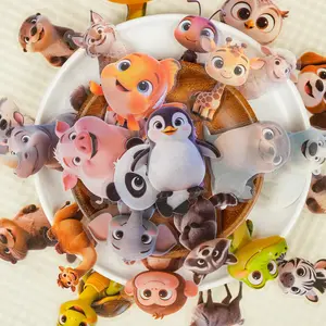 56 Pcs New Cute Cartoon Animal Stickers - Transparent PET Kids Craft Decorative Decals