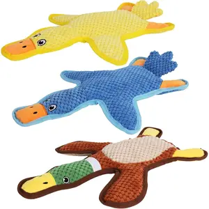 Toys 3-Pack Cute Duck Shapes Puppy Toys No-Stuffing Squeaky and Crinkle Interactive    for Small to Large Breeds