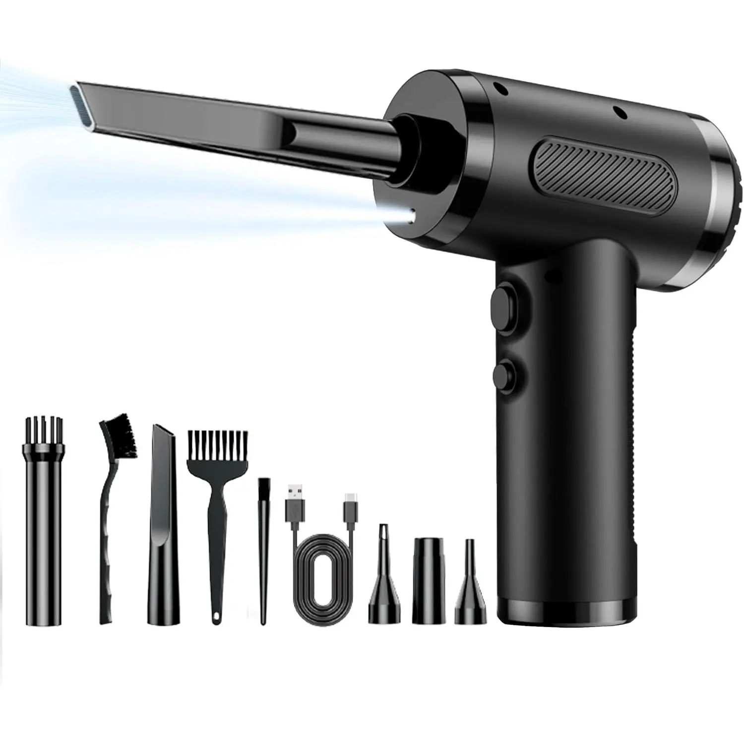 Rechargeable Cordless Handheld Plastic Electric Air Duster with LED Lights - 1 Pcs Portable Blower for Effortless Cleaning, Powerful Results on Cameras, Computers