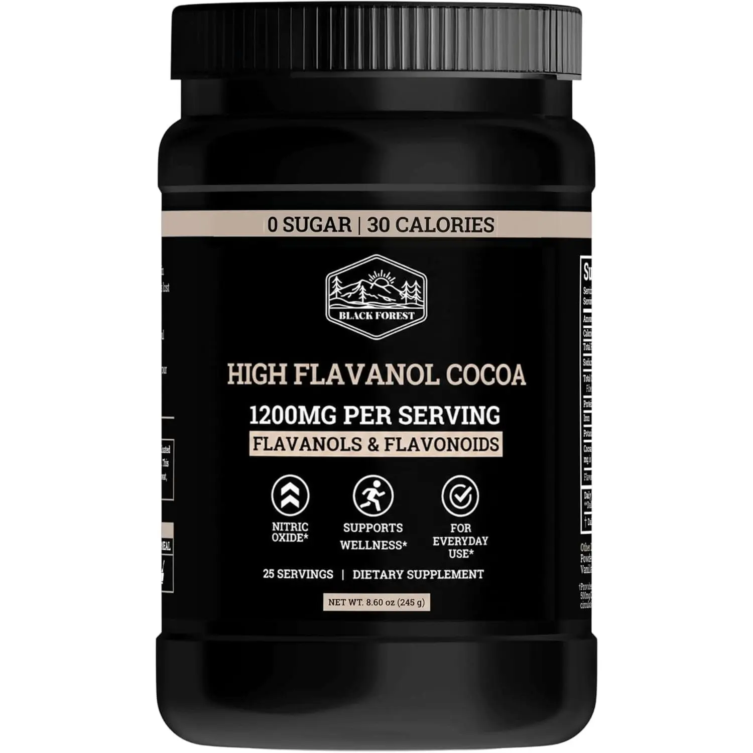 High Flavanol Cocoa Powder 1200mg Flavanols & Flavonoids with 600mg Epicatechin | 10X Concentrated Dark Cocoa Extract for Nitric Oxide & Circulation | Non-GMO Vegan Heart & Wellness Support Powder