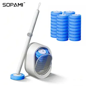 SOPAMI Toilet Cleaning Brush Kit with Replaceable Flower-Shaped Pads Effortless Scrubbing No Pre-Cleaning Needed for Home Sanitation