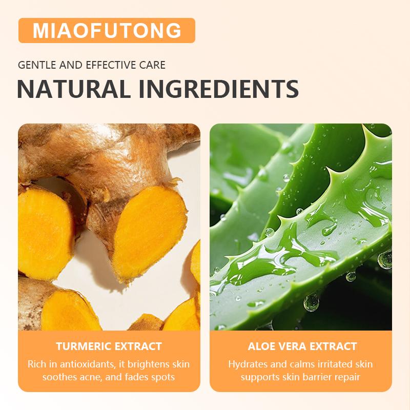 Turmeric 6-Piece Skincare Set with Massage Cleansing Brush – Includes Turmeric Clay Mask, Turmeric Mousse Cleanser, Turmeric Soap, Turmeric Face Cream, and Turmeric Oil. A complete cleansing and skincare kit