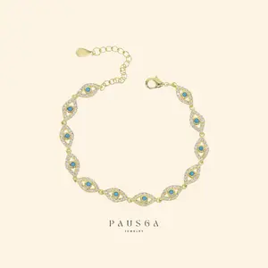 Turquoise Cz Eye Bracelet