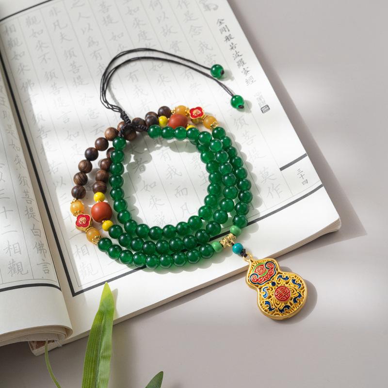 Sweater Chain, Longevity, Gathering Blessings and Ensuring Safety. Longevity Lock, Gourd, Traditional Chinese Style. Luck Enhancement. Taoist Priest Consecrated. Jewelry Necklace