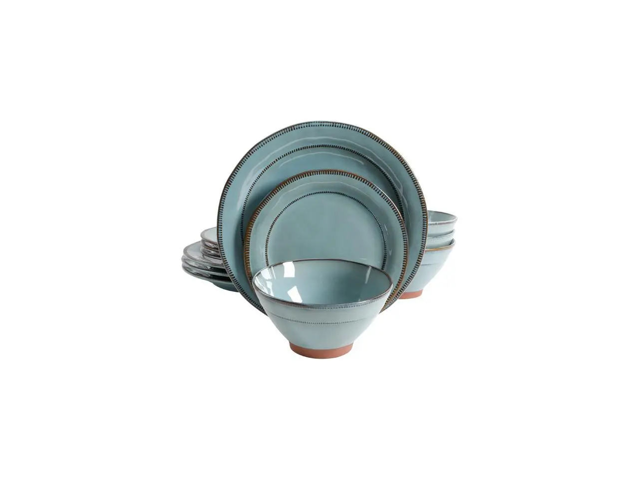 Gibson Elite 116888.12 Terranea 12 Piece Dinnerware Set, Teal Gibson Elite 116888.12 Terranea 12 Piece Dinnerware Set, Teal