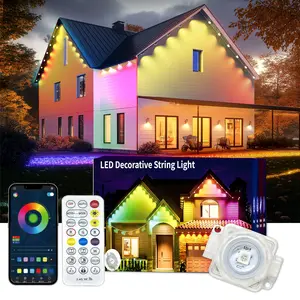 LED Decorative Waterproof String Lights, Intelligent Rainbow Color Changing Light Strip, for House Year-Round Outdoor Lighting, Holiday Lighting