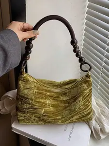 Cloud-Shaped Velvet Shoulder Bag – Soft Fashion Dumpling Purse, Elegant Daily & Party Handbag