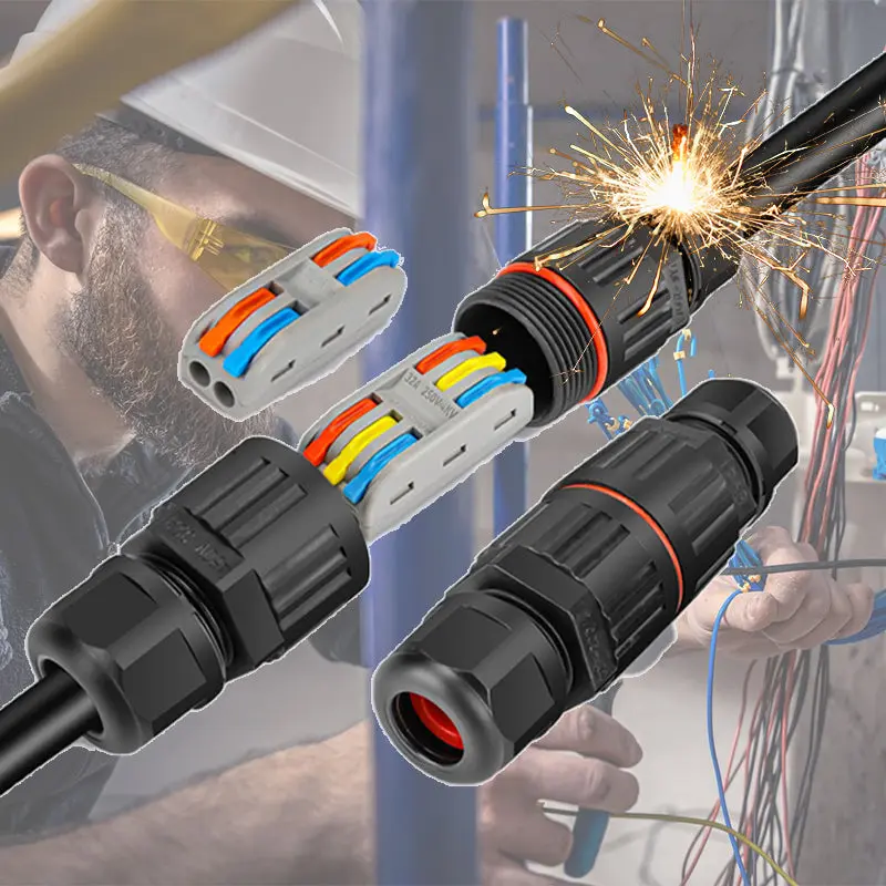 5Pcs Upgrade Outdoor waterproof wire connector,2/3pin IP68 outdoor waterproof junction box cable connector/quick terminal,2/3 Pin Solder Less LED Lamp Wiring Outdoor Rainproof