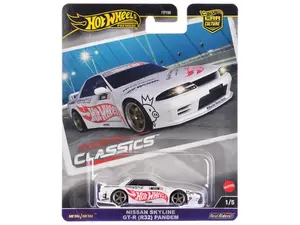 Hot Wheels Diecast 1/64 Nissan Skyline GT-R (R32) "Pandem" White Hot Wheels Logo