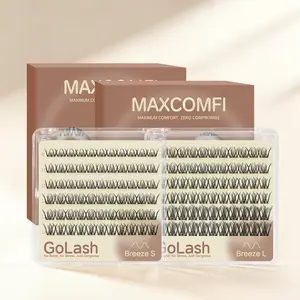 Glueless Lashes Breeze | Maxcomfi Adhesive-Free Lash Clusters, No Glue False Eyelashes, Adhesive-Free Eye Lashes Extensions, Easy-Stick Peel & Wear Glue-Free Premium BASF Fiber Makeup Comfortable Soft Lightweight False Eyelashes For All Eye Shapes
