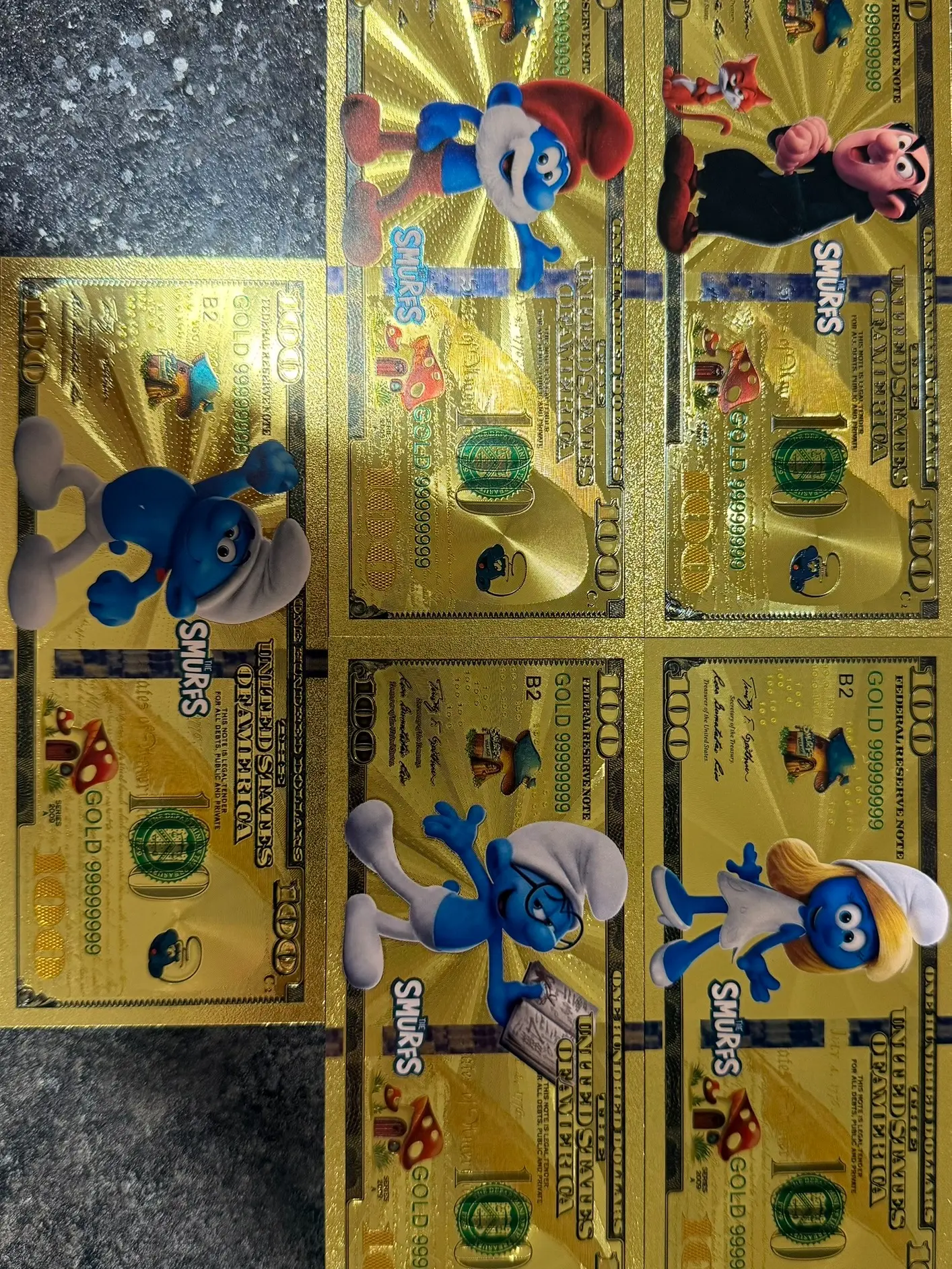 Smurfs 24K gold foil set of 5