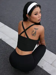 Women's High Elasticity Cross-Back Yoga Bra Top, Detachable Padding Design, Ideal for Gym & Fitness Workout Bras, Comfortable Yoga Activewear Sports Wear