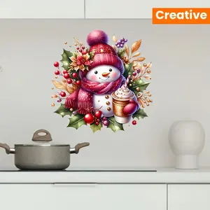 1pc, Snowman Wall Stickers, Adhesive Wall Stickers, Aesthetic Home Decoration, Bathroom Waterproof Wall Stickers, Compatible with Living Room, Bedroom, Toilet Wall Stickers, Christmas Decoration, Holiday Gifts