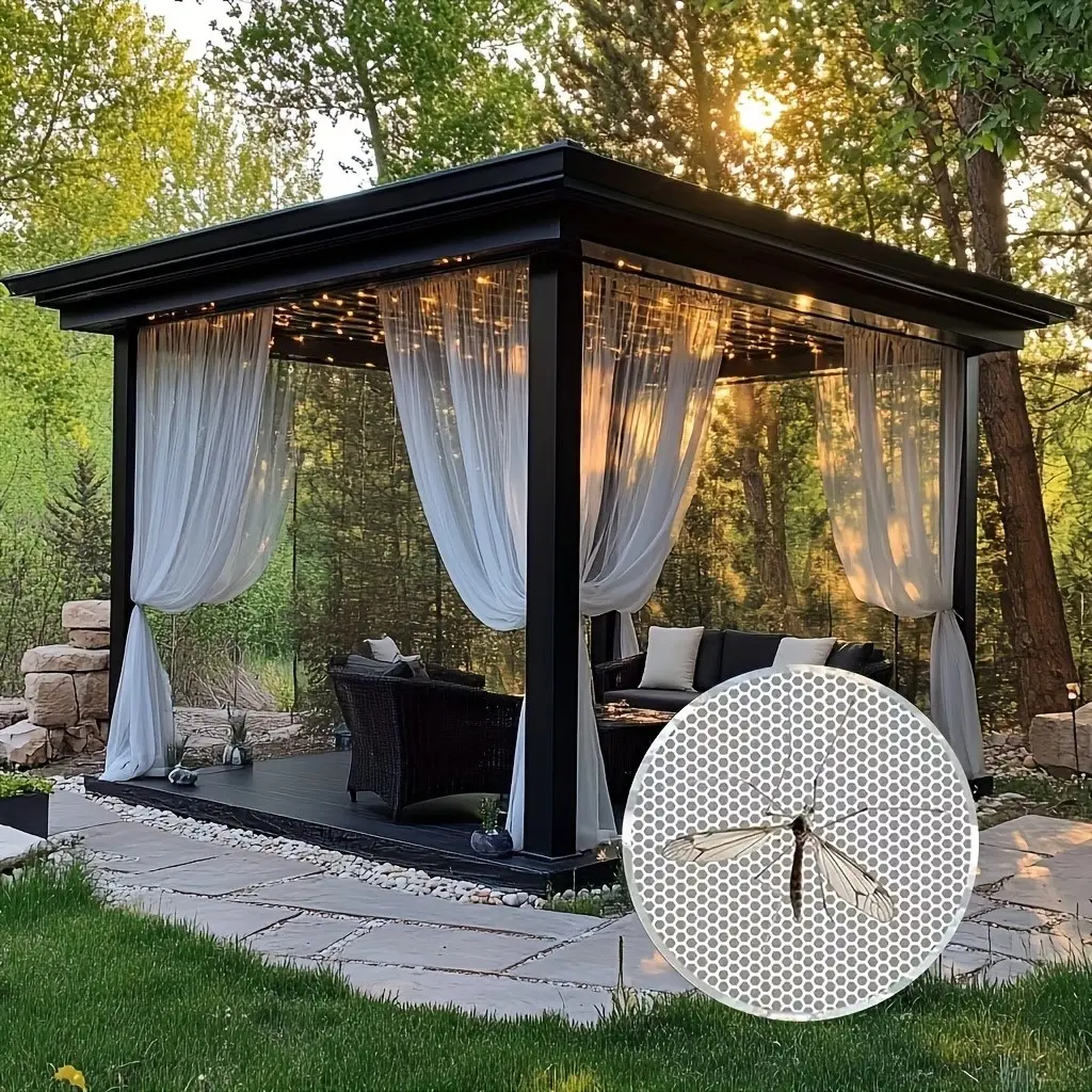 Breathable White Tulle Mosquito Mesh: Elegant Exterior Outdoor Netting for Backyard Gazebo & Patio, Sheer Bug Screen for Pergola, Rod Pocket, Height Adjustable