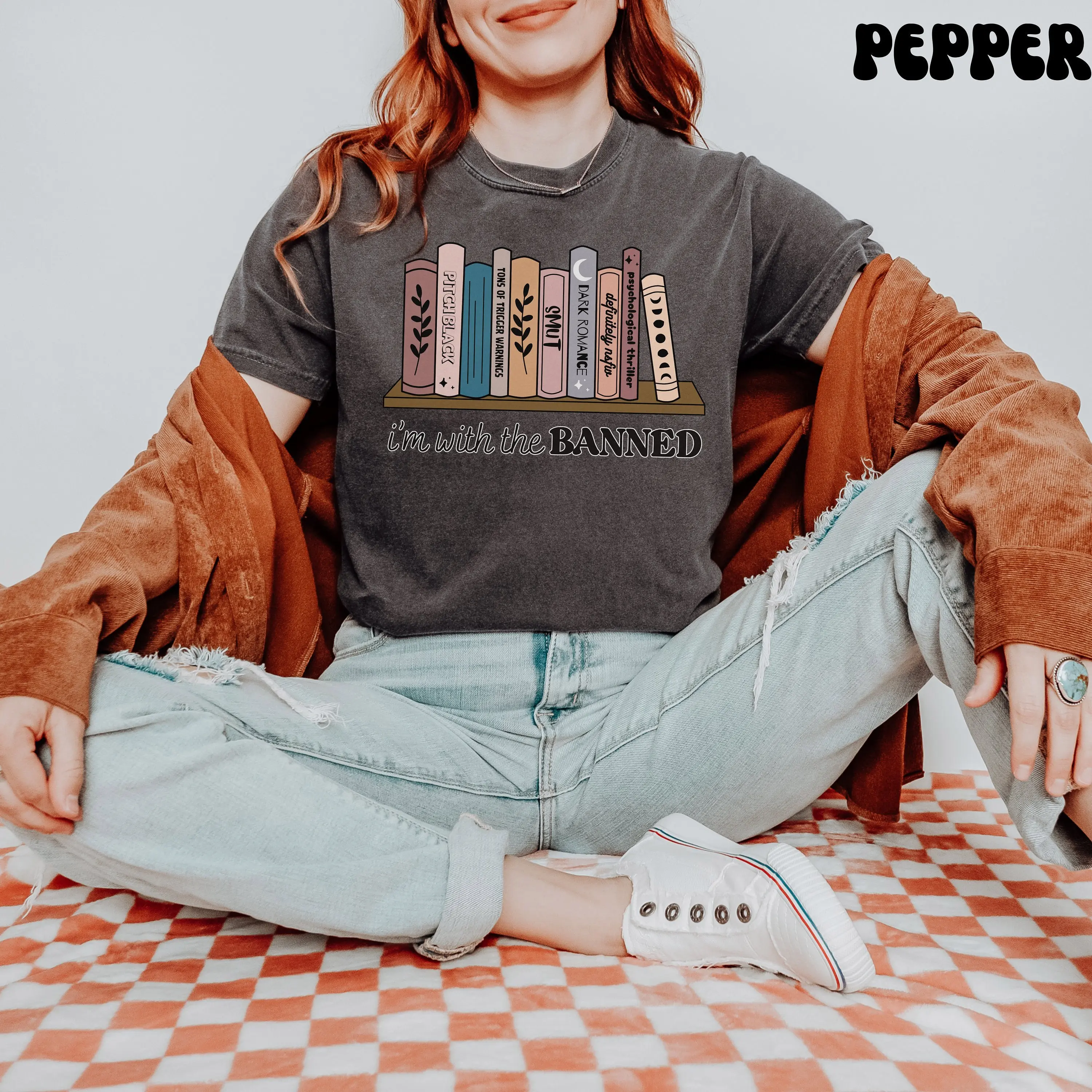 I'm With The Banned Tee, Banned Books Shirt, Banned Books, Reading Shirt, Librarian Shirt, Graphic Bookish Shirts, Dark Romance Tees Comfort Cotton