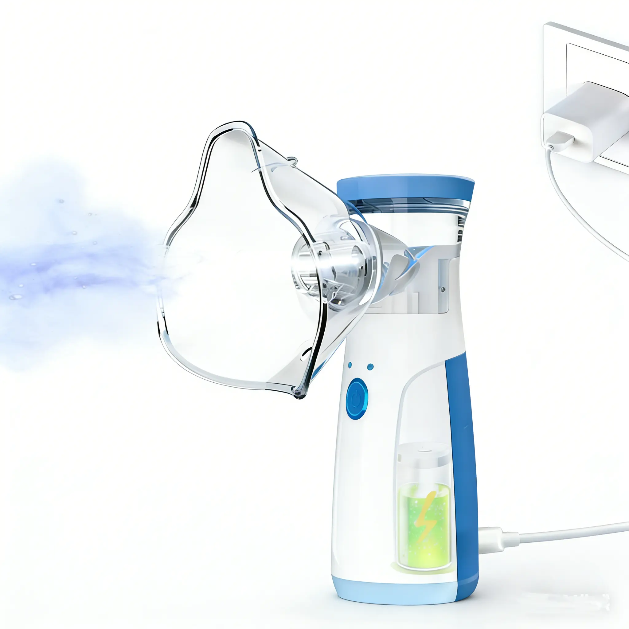 1PCS Blue Portable Household Humidifier, Handheld Ultrasonic Mist Maker For Mouth & Nose, USB Rechargeable
