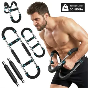 Merach Adjustable Power Twister Bar for Arm Trainer, Chest and Arm Strength Training Equipment for Men, Portable Upper Body Workout Machine for Home Gym Fitness, Shoulder Muscle Training, Portable Spring Resistance Home Fitness Equipment
