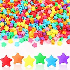 1200pcs Star Unicorn Beads, Rainbow Color Large Hole Beads for Party Decor, Jewelry Making, Bracelets, Keychains, Craft Supplies