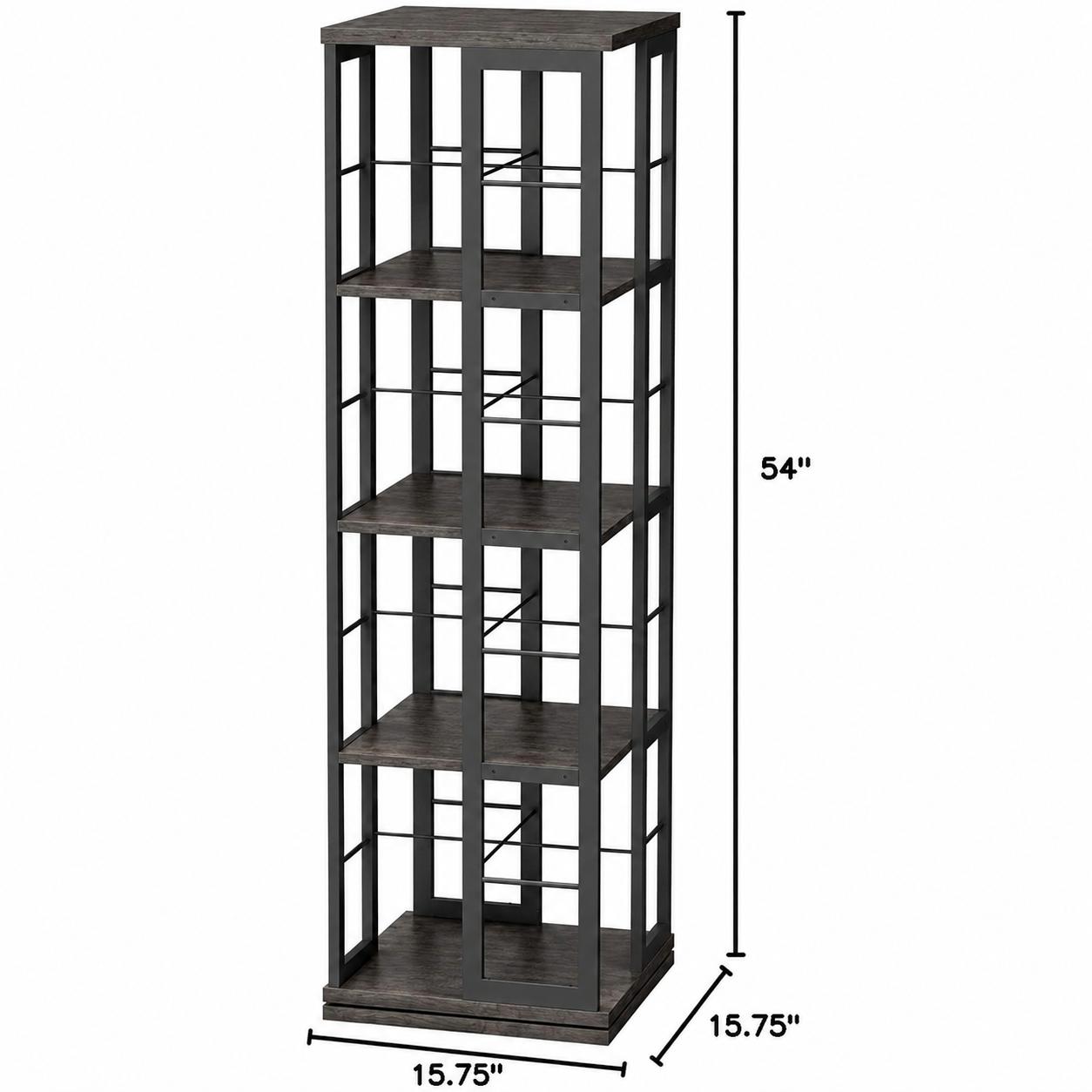 Rotating Bookshelf, Corner Bookcase, 360° Display Wood Spinning Bookshelves, Floor Standing Bookcases Narrow Shelf, 5 Tiers
