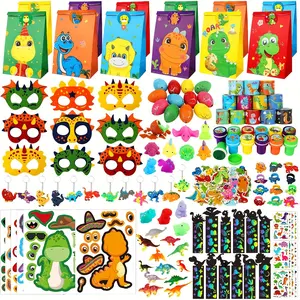 194PCS Dinosaur Party Favors, Dinosaur Birthday Party Supplies For Kids, Include Mask Ring Stickers Etc, Dinosaur Goodie Bags, Fillers Pinata Stuffers, Multi-Item Party Favor Packs Gifts