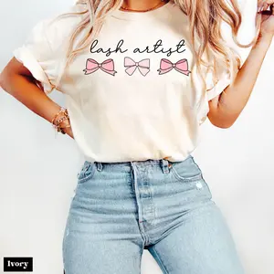 Comfort colors Lash Artist T-shirt Coquette Pink Bows Lash Boss Tee Eyelash Extension Crewneck Lash Tech Gift Makeup Artist Apparel R414Esthe