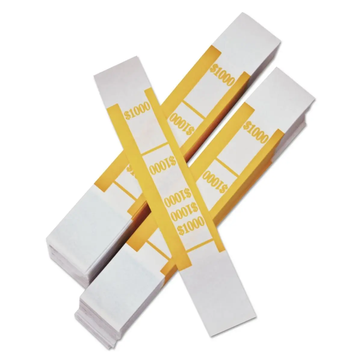 212 MAIN Iconex ICX94190064 ABA Standard Yellow Color-Coded Kraft Paper Adhesive Strips, Preprinted Self-Adhesive for Cash Strapping Needs (Office Accounting Supplies)