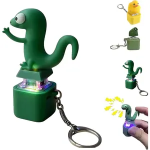 USB Rechargeable Lizard Keychain Stress Relief Toy with Light & Sound Effects, Portable Sensory Fidget for Anxiety Relief