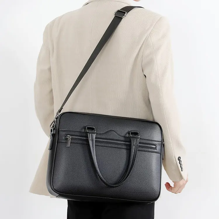 SH81 SH82 Men's Briefcase with Lychee Pattern, Large Capacity, Casual Fashion Horizontal Handbag, Crossbody Bag, Laptop Bag Waterproof Chest Crossbody Bag Style Nylon Crossbody Bag with Buckle Slim RFID Card Wallet Bag Sling Backpack Bifold Protection