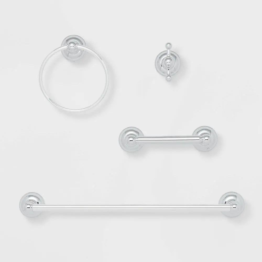 4pc Classic Bath Hardware Set Chrome - Threshold