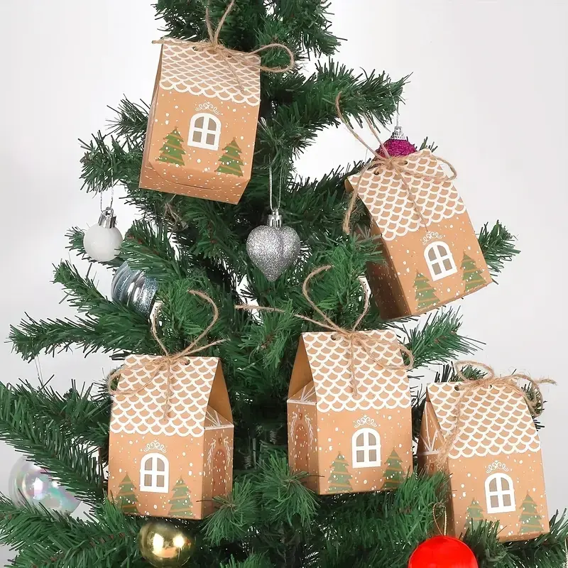 12/24/36pcs Christmas Candy Gift Box Set – Mini Kraft Paper Cookie Boxes with Cute Holiday Prints, Perfect for Xmas Party Favors, Wedding Candy Bags, Christmas Tree Decorations & New Year Gifts | Viral Holiday Gift Packaging | Reusable Treat Boxes