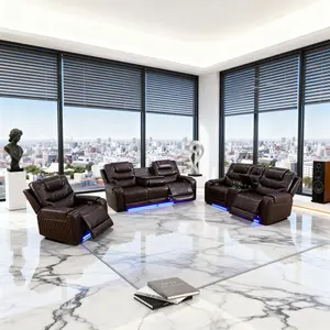 Power Motion Recliner with USB Charging Port Hidden Arm Storage 2 Cup Holders 360° Swivel Tray Table Black Electric Button Design for Comfortable Reclining boneless sectional couch furniture living room Versatility Dark Brown Breathing Leather Relaxation