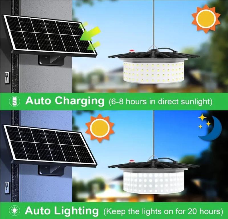 Solar Lights Indoor Outdoor 1000LM Solar Shed Light, IP65 Waterproof Pendant Lights Motion Sensor, Remote for Barn Patio Chicken Coop Gazebo Garage Security Lighting