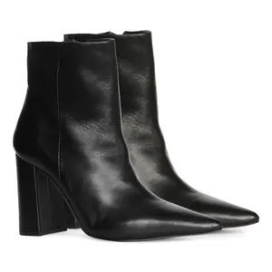 Saint G Leather Pointy Toe Heel Bootie-Hana